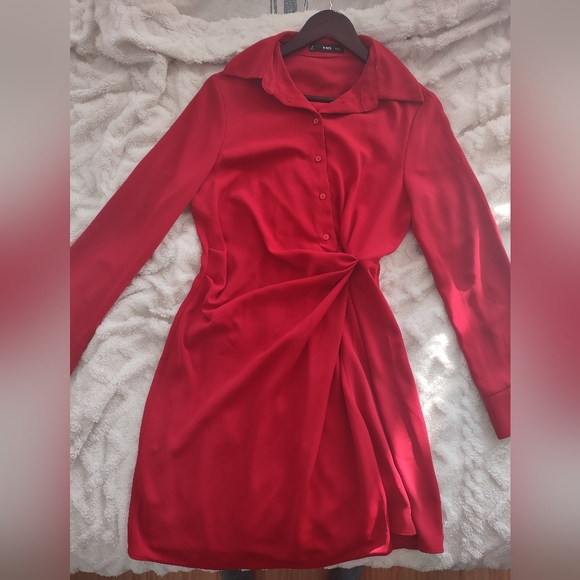 Mango Vibrant Red Long Sleeve Dress - Picture 6 of 7